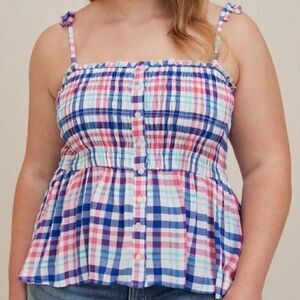 NWT Torrid Plaid Peplum Cami